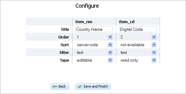 Quick Tables - Configuration Quick Tables - Configuration