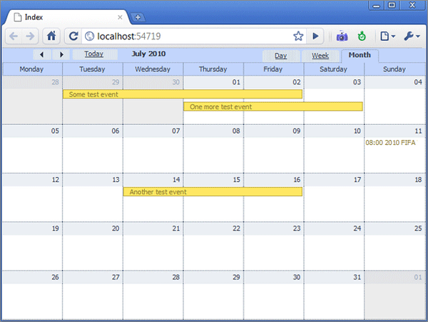 Scheduler - Loading the events Scheduler - Loading the events