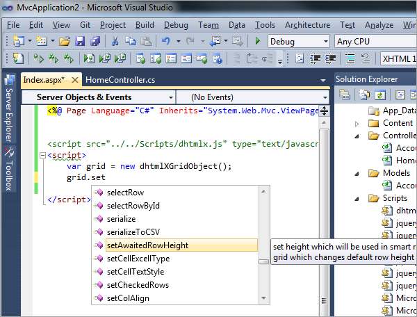 DHTMLX Autocomplete - Visual Studio 2010 DHTMLX Autocomplete - Visual Studio 2010