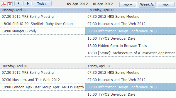 Event Calendar Plugin - Week Agenda Event Calendar Plugin - Week Agenda