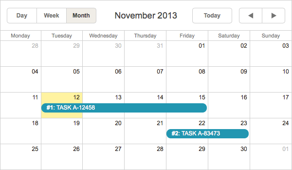 bar calendar template